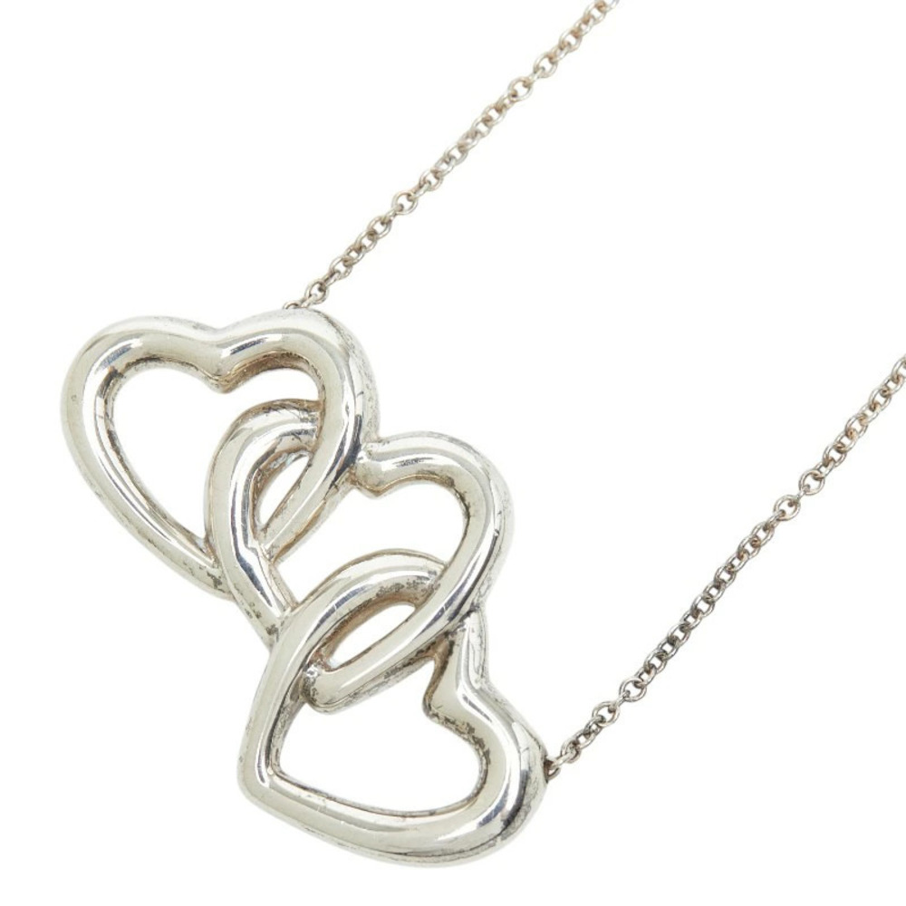 Tiffany Co Triple Heart Necklace Silver TIFFANYCo